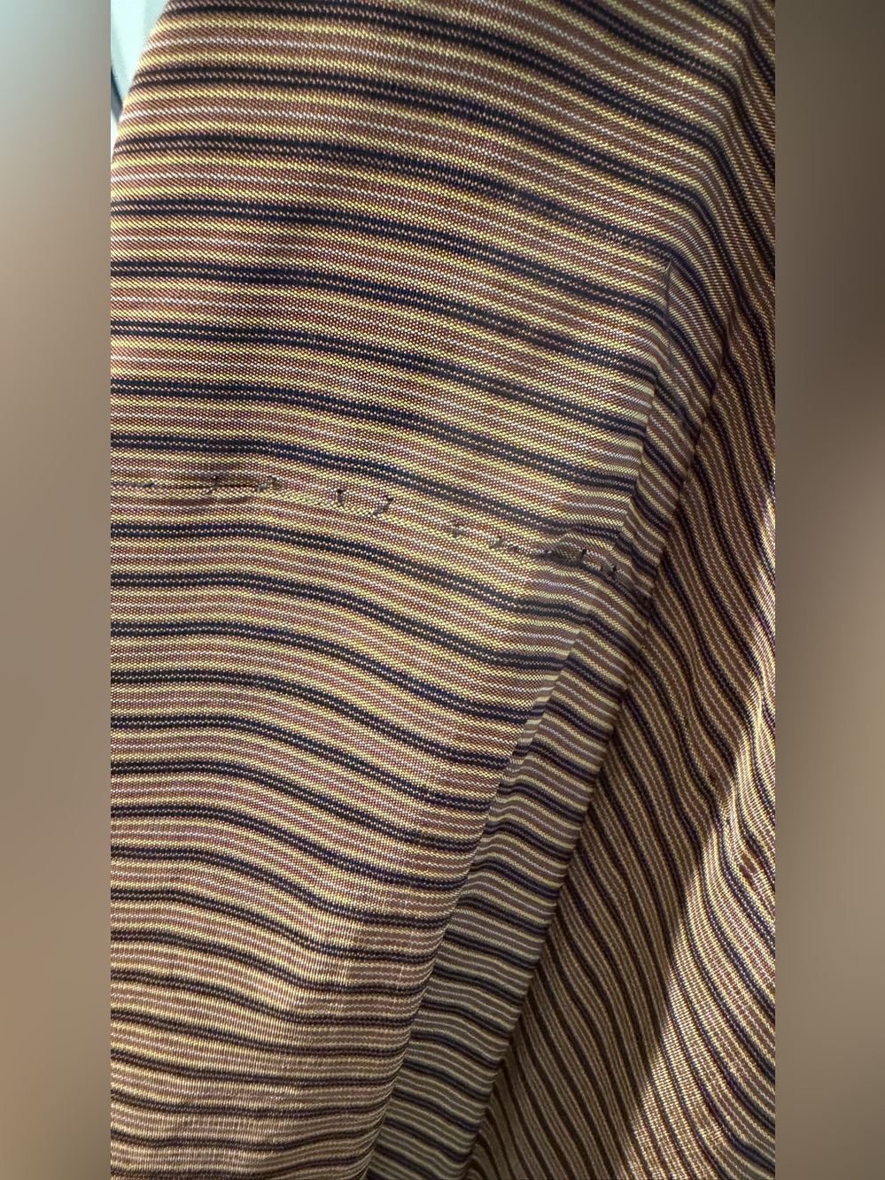 Vintage Japanese Silk Kimono Maxi Robe Tokugawa Crest Tsumugi Striped AS IS - Picture 13 of 16